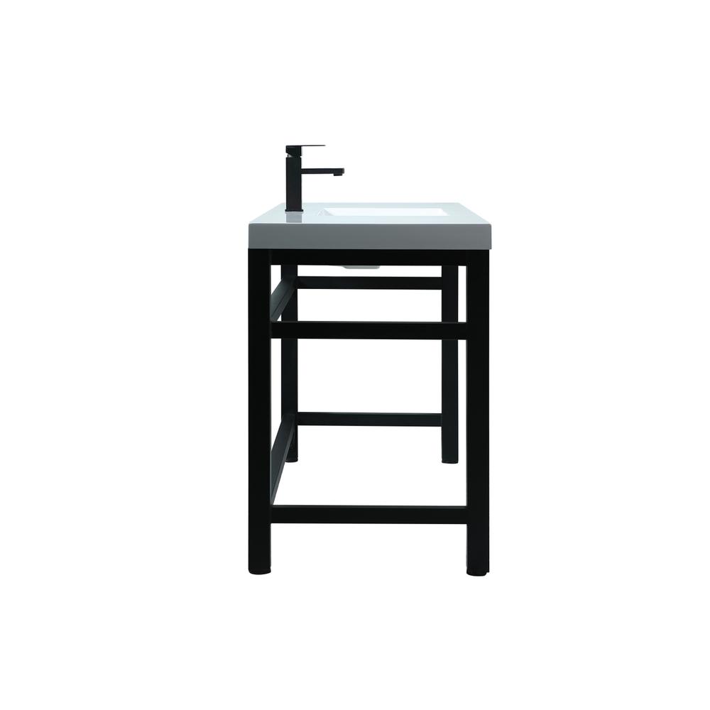 60 Inch ADA Compliant SIngle Bathroom Metal Vanity In Black. Picture 12