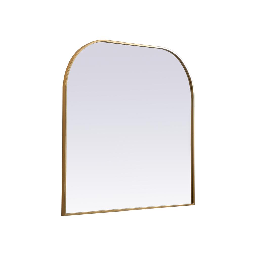Metal Frame Arch Mirror 40x38 Inch in Brass. Picture 7