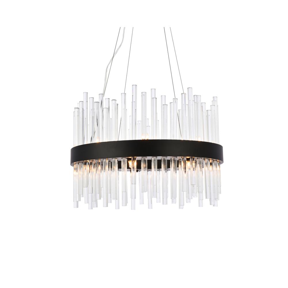 Dallas 20 inch round crystal pendant in black. Picture 2