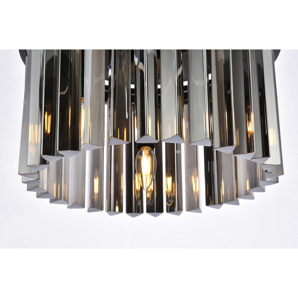 Sydney 3 light Matte Black Flush Mount Silver Shade (Grey) Royal Cut Crystal. Picture 3