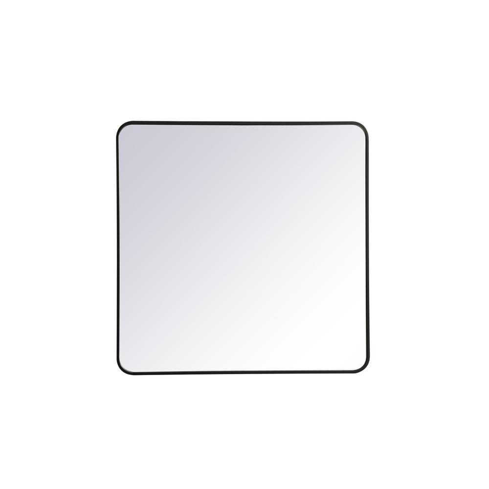 Soft corner metal rectangular mirror 36x36 inch in Black. Picture 1