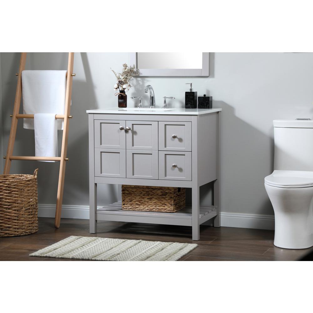 32 inch Single bathroom vanity in grey. Picture 2