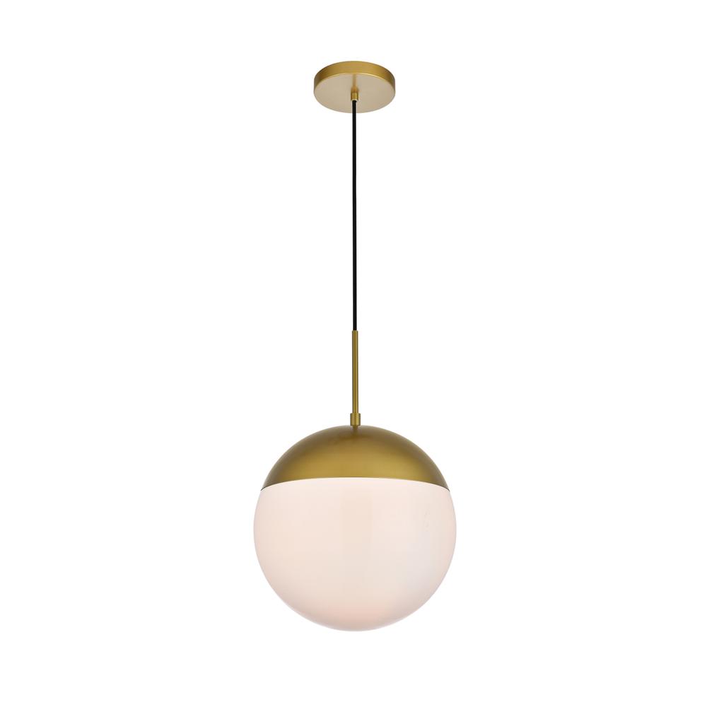 Eclipse 1 Light Brass Pendant With Frosted White Glass. Picture 2