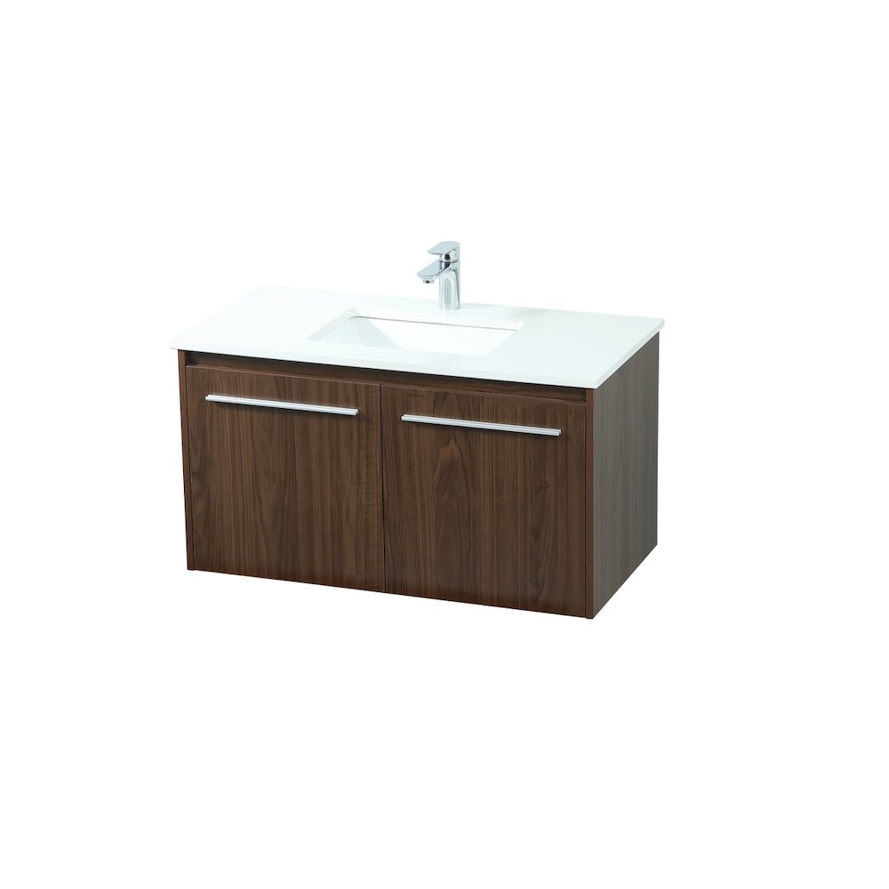 36 Inch Single Bathroom Vanity In Walnut. Picture 9