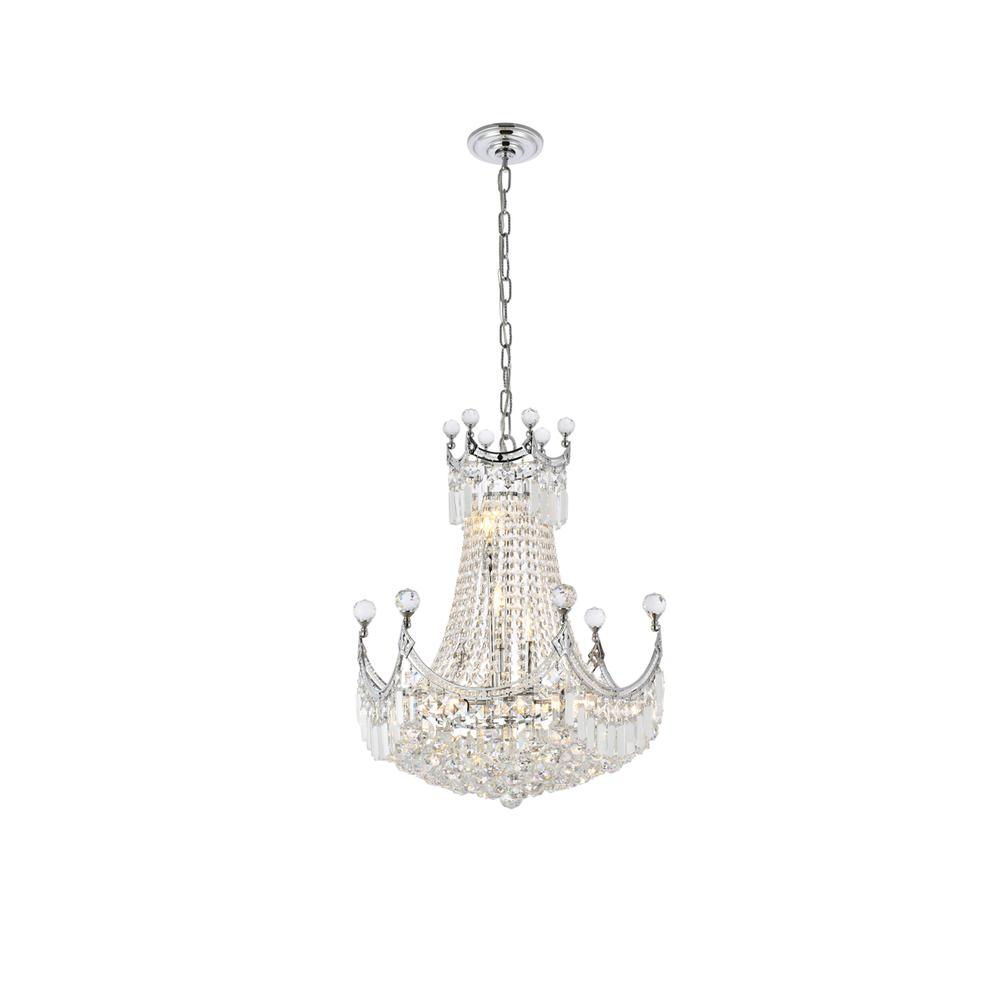 Corona 9 light Chrome Chandelier Clear Royal Cut Crystal. Picture 1