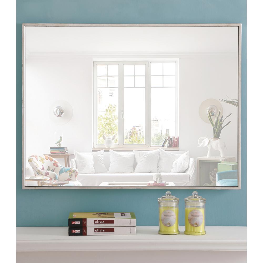 Metal frame Rectangle Mirror 24 inch Silver. Picture 6