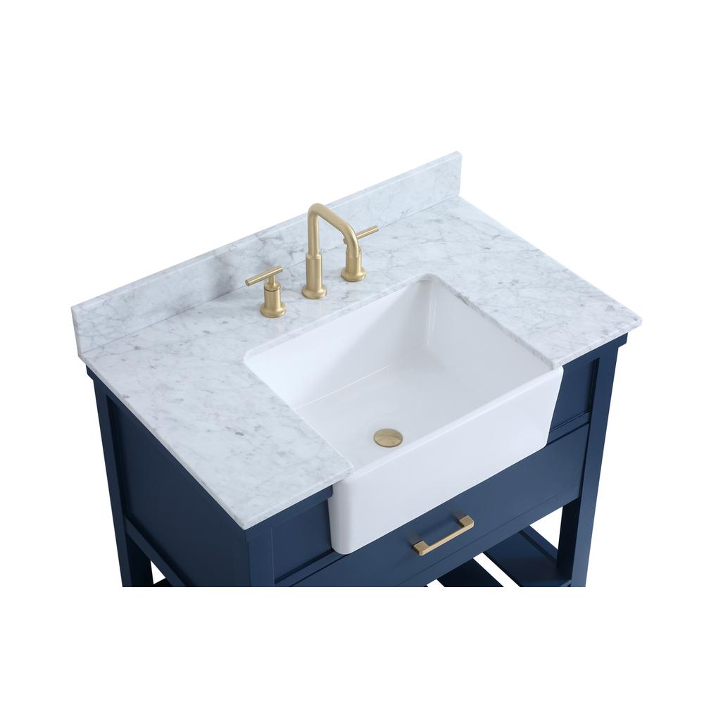 36 inch Single bathroom vanity in blue with backsplash. Picture 10