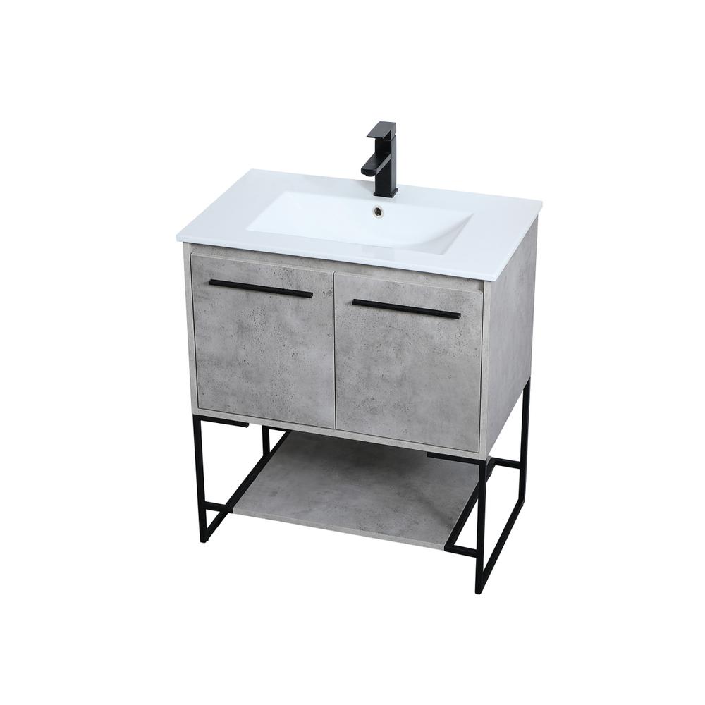 30 inch  Single Bathroom Vanity in Concrete Grey. Picture 8