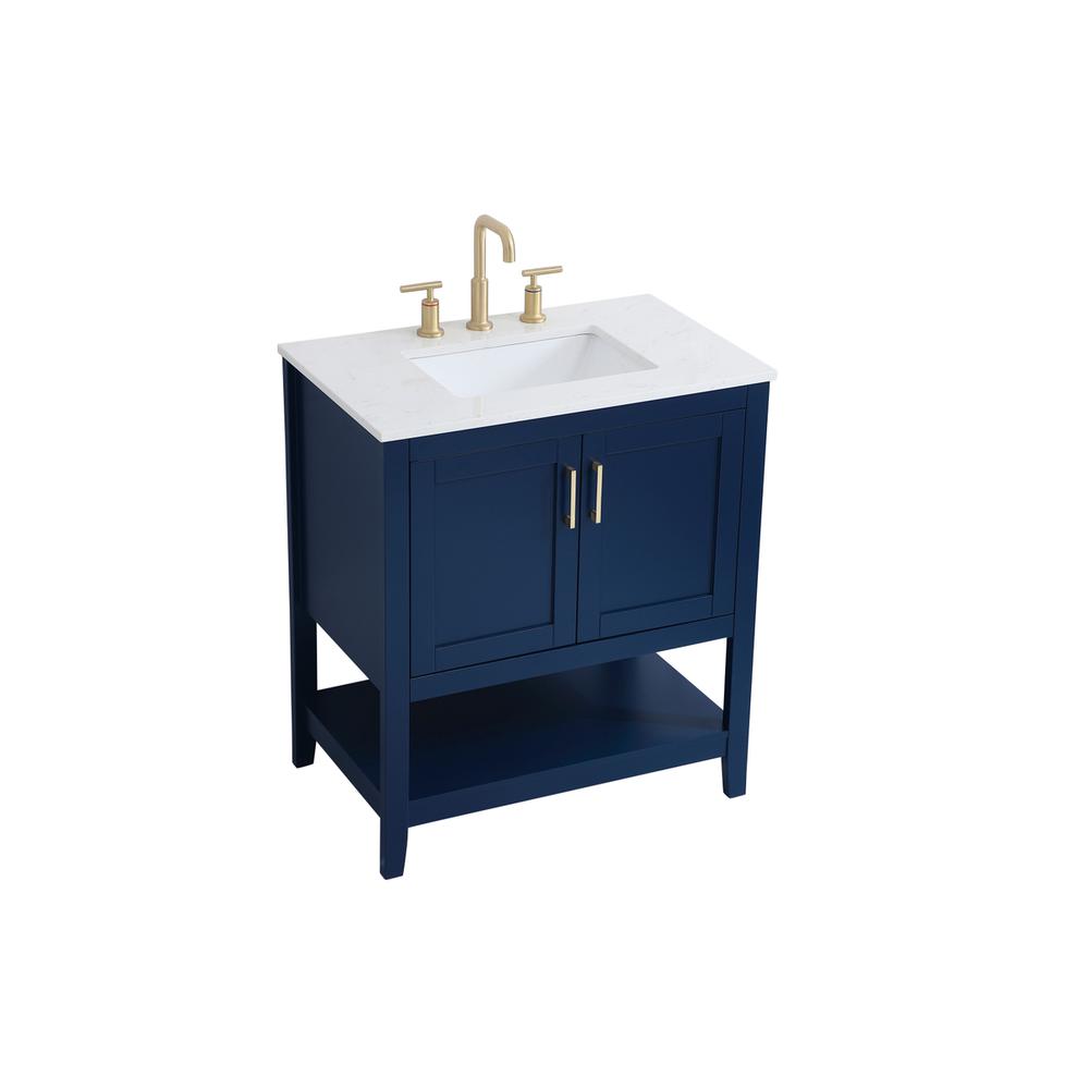 30 inch Single Bathroom Vanity in Blue. Picture 7