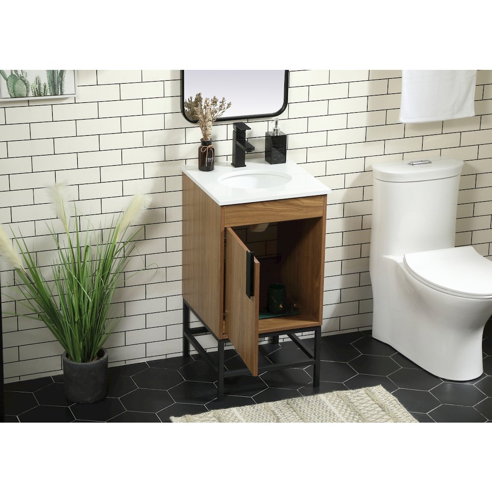 18 Inch Single Bathroom Vanity In Walnut Brown. Picture 4