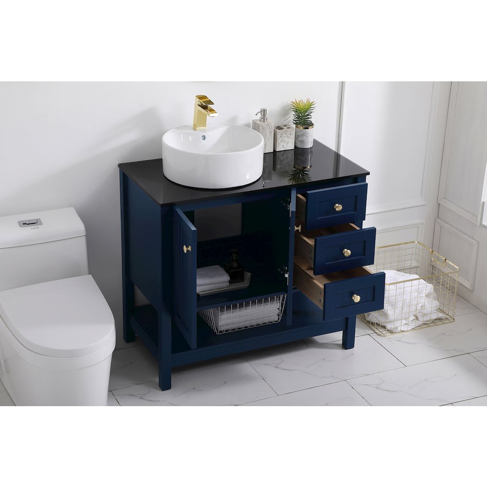 36 Inch Vessel Sink Bathroom Vanity In Blue. Picture 4