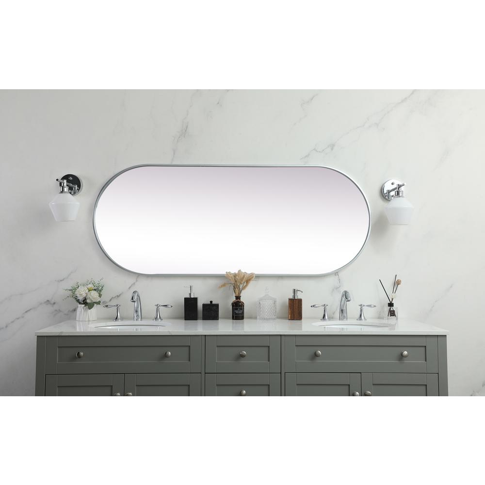 Metal Frame Oval Mirror 24x60 Inch in Silver. Picture 3