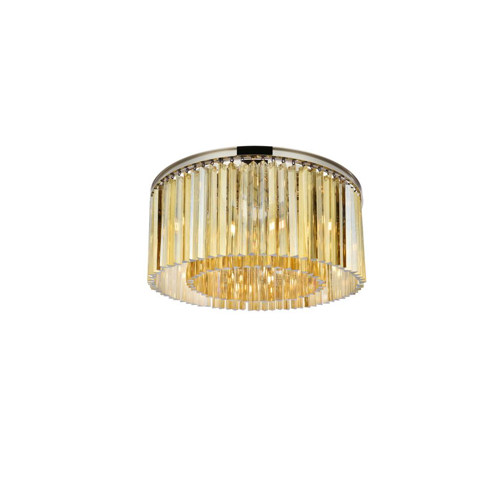 Sydney 8 light polished nickel Flush Mount Golden Teak (Smoky) Royal Cut Crystal. Picture 2
