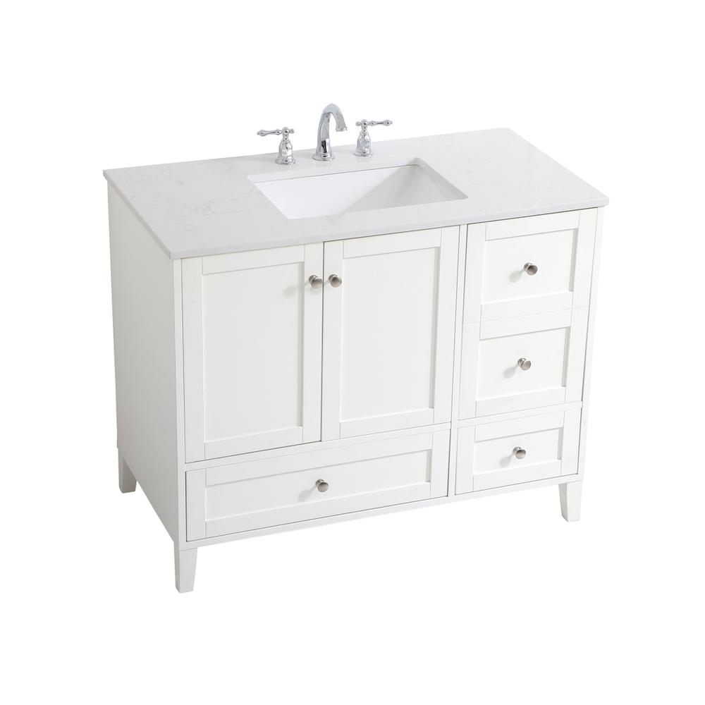 42 inch Single Bathroom Vanity in White. Picture 8