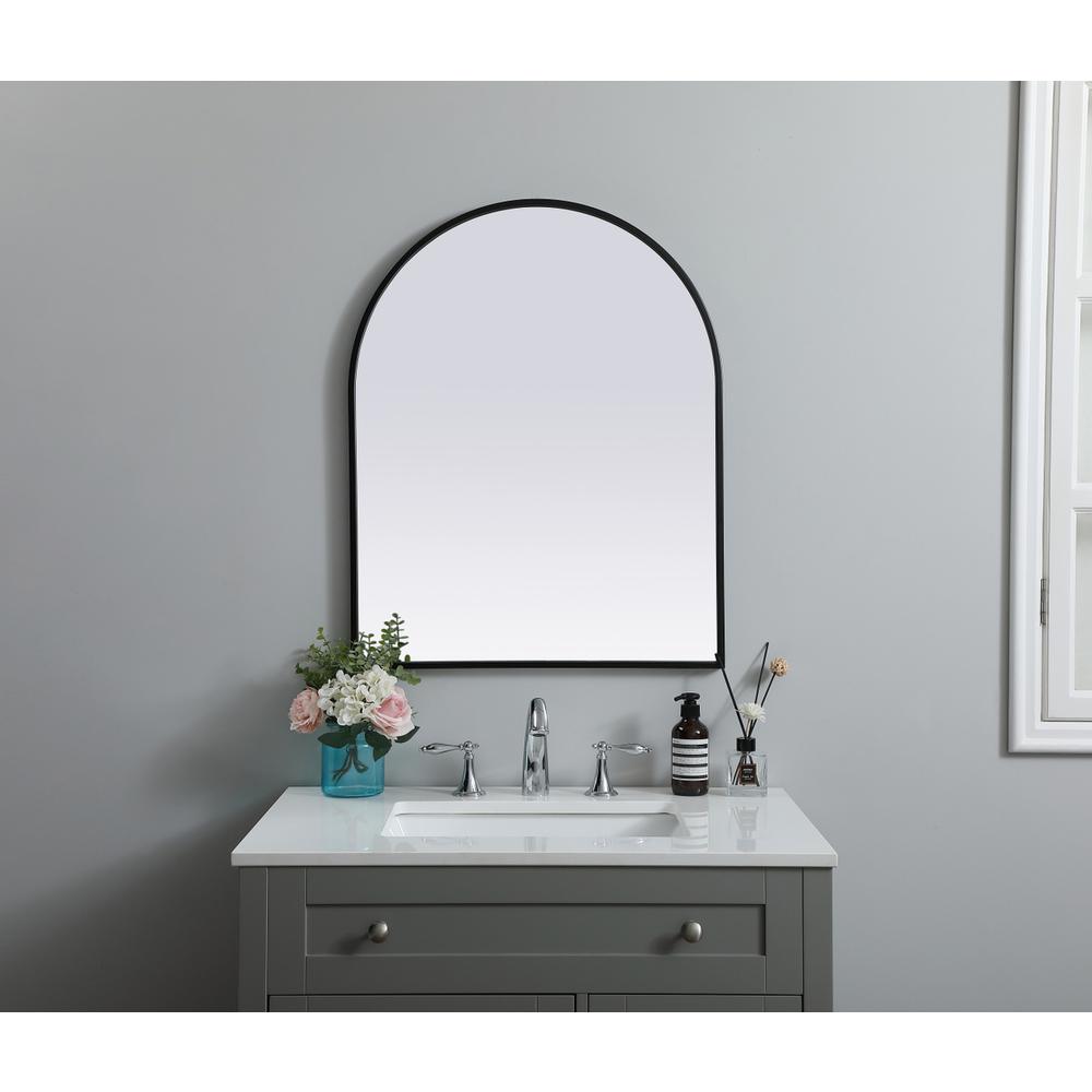 Metal Frame Arch Mirror 24x30 Inch in Black. Picture 9