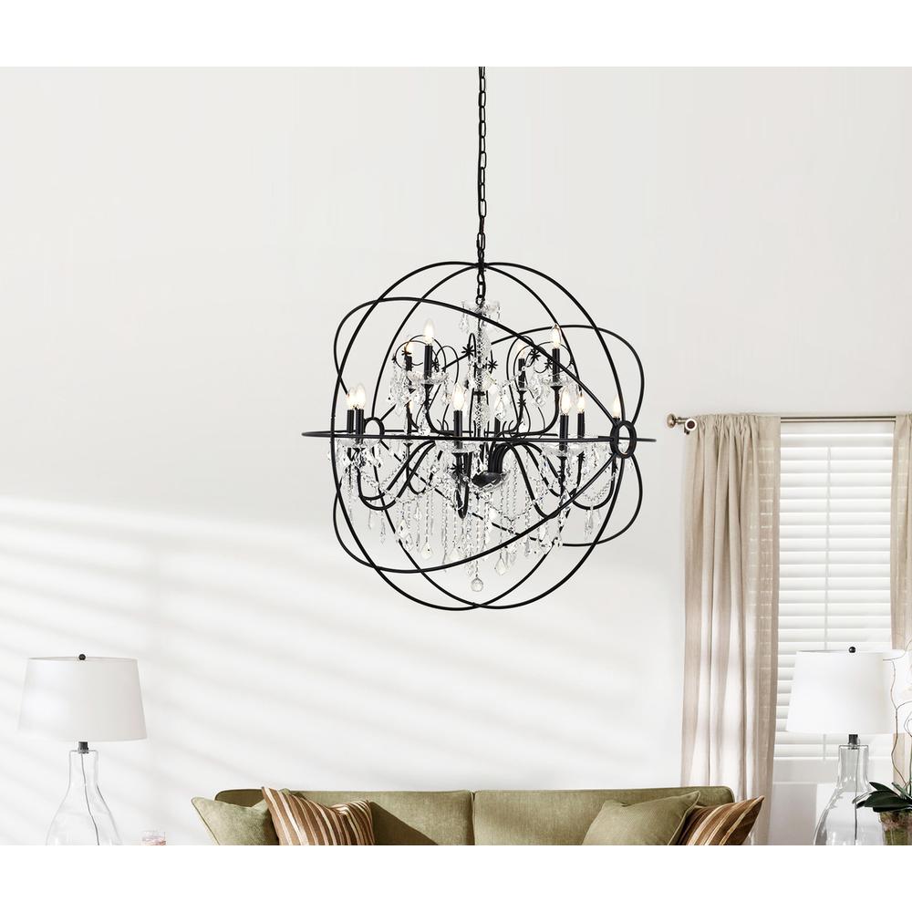 Cordelia 12 Light black Crystal Pendant. Picture 8