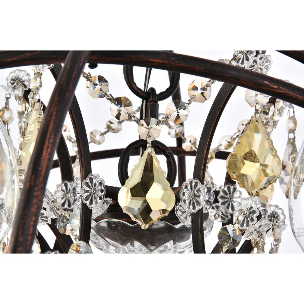 Geneva 5 light Dark Bronze Pendant Golden Teak (Smoky) Royal Cut crystal. Picture 5