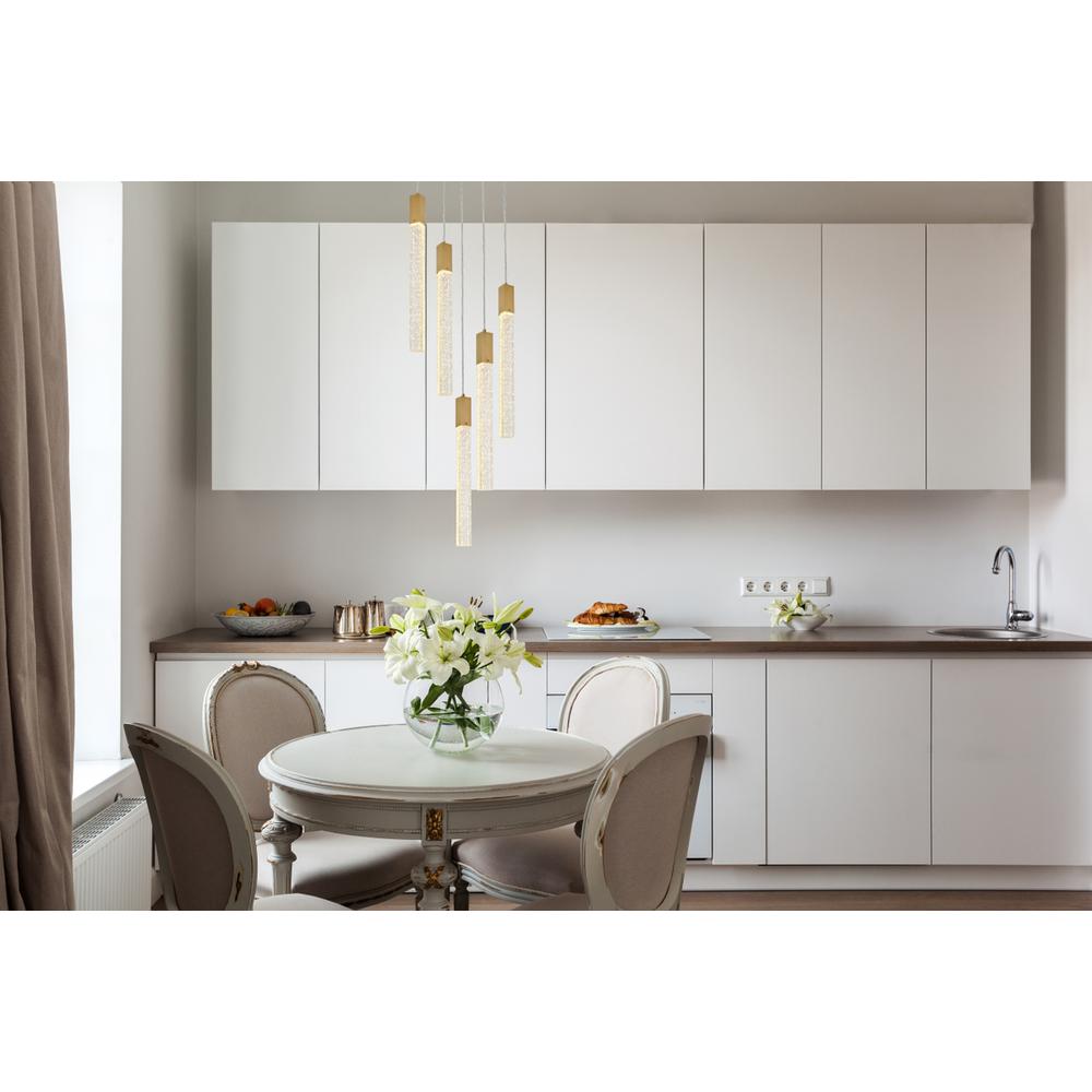 Weston 5 lights pendant in satin gold. Picture 7