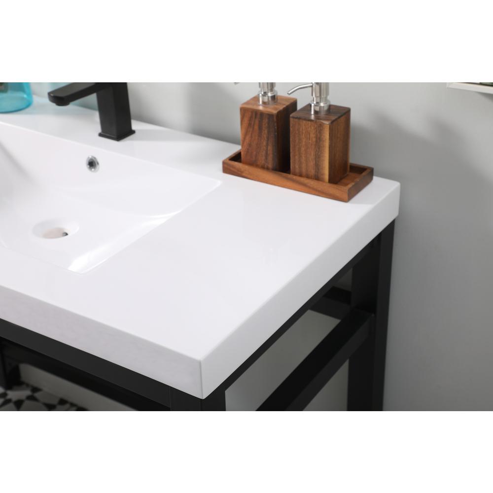 42 inch ADA compliant Single bathroom metal vanity in black. Picture 4