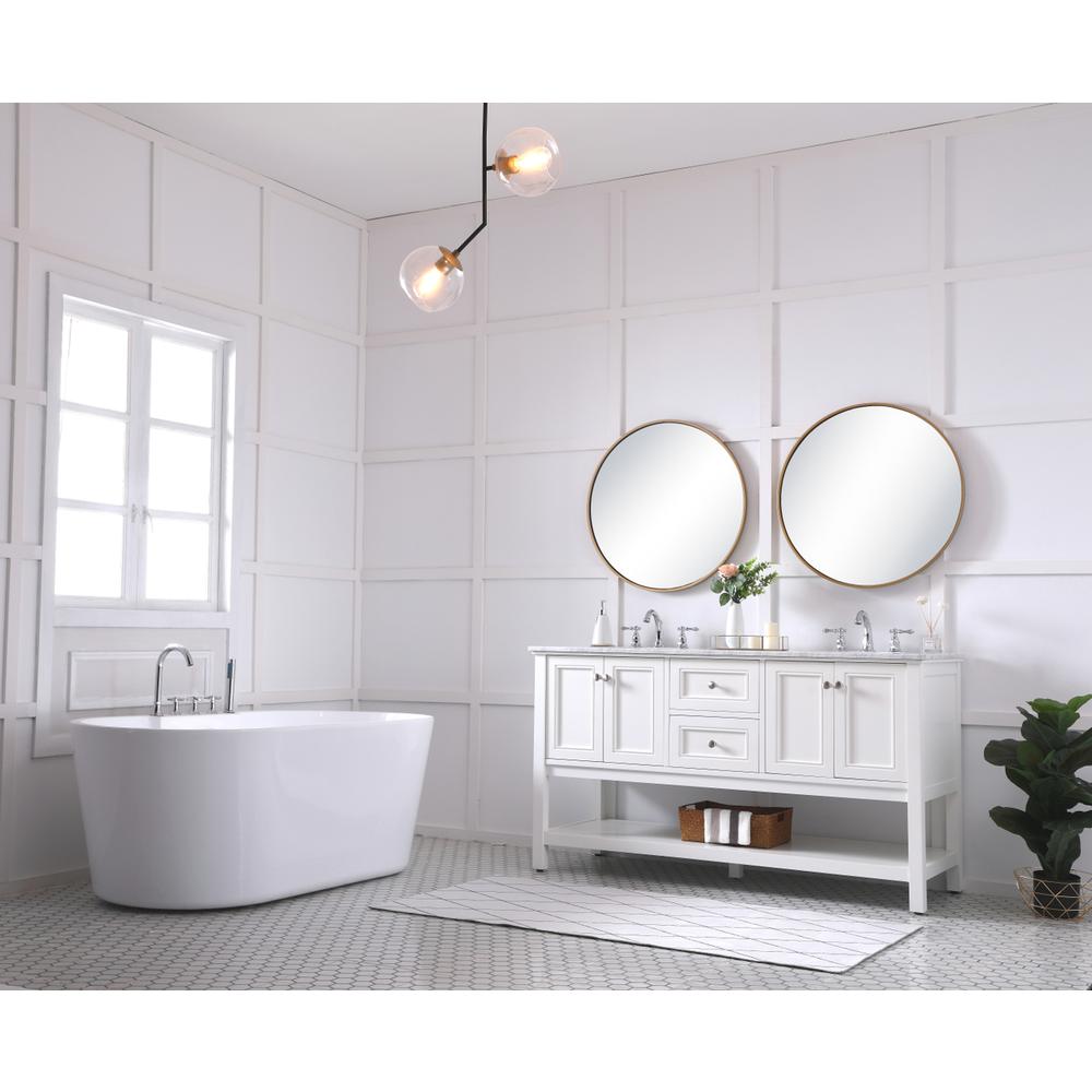 60 in. double sink bathroom vanity set in White. Picture 9