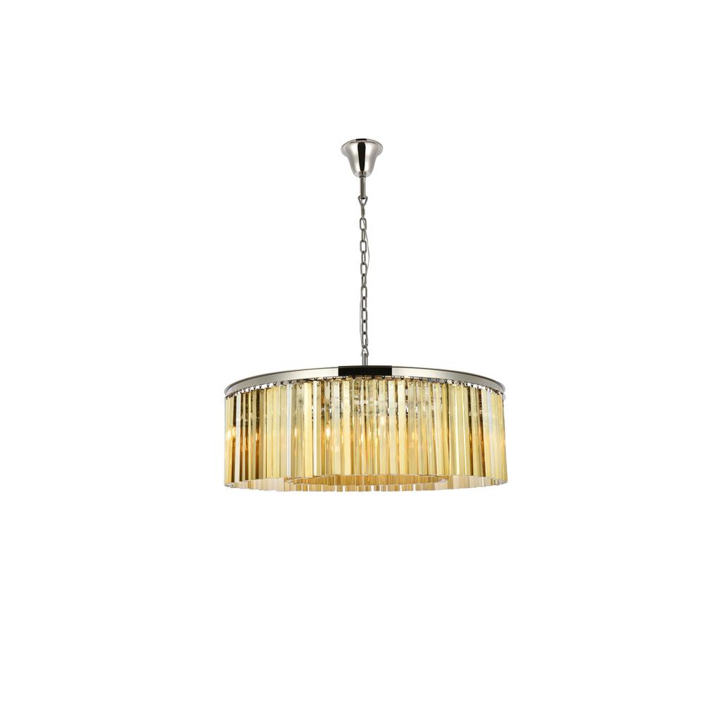 Sydney 10 light polished nickel Chandelier Golden Teak (Smoky) Royal Cut Crystal. Picture 1