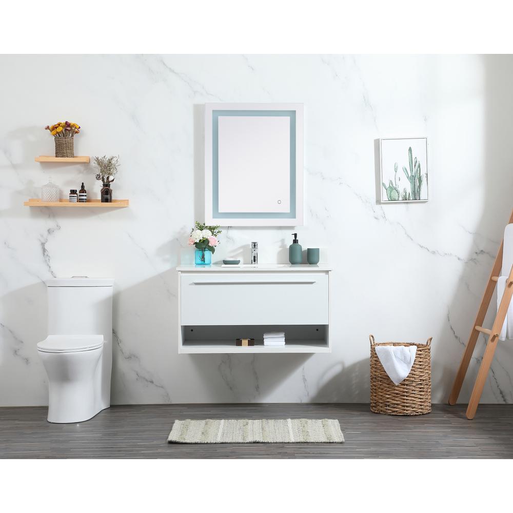 36 inch Single bathroom vanity in white with backsplash. Picture 4