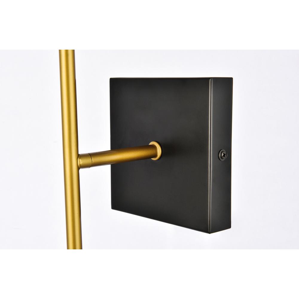 Neri 2 lights black and brass and clear glass wall sconce. Picture 4