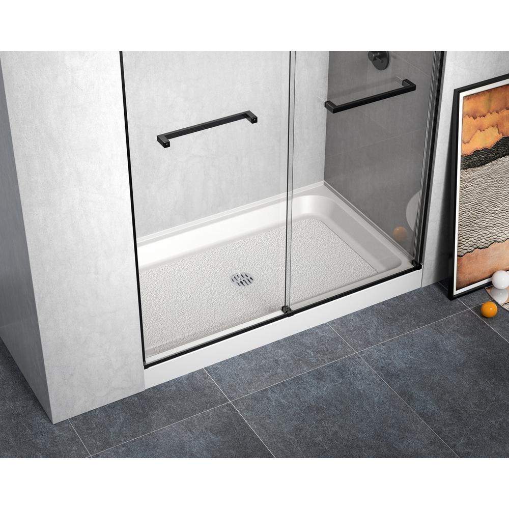 60x36 inch Single threshold shower tray center drain in glossy white. Picture 10