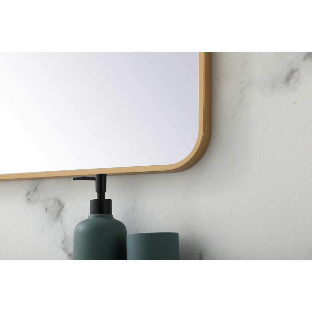 Soft corner metal rectangular mirror 28x42 inch in Brass. Picture 4