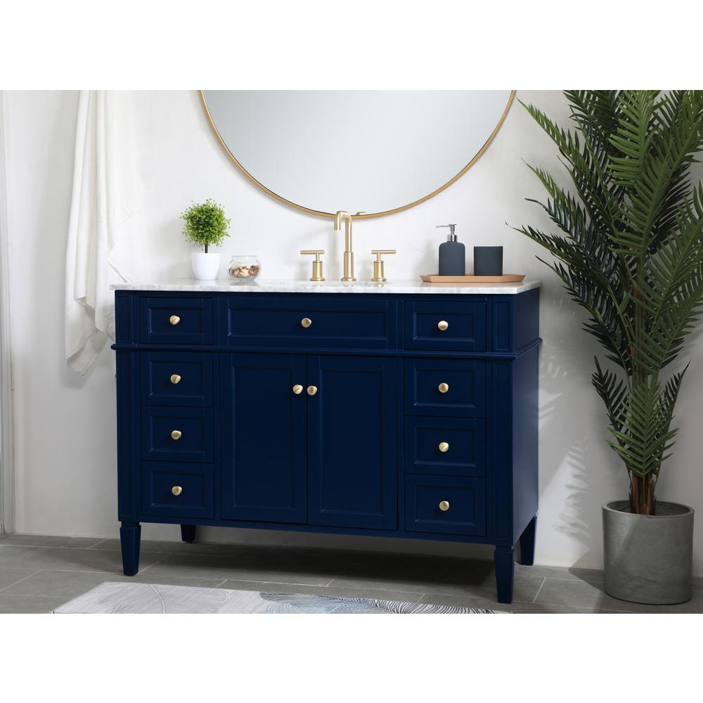 48 inch Single bathroom vanity in blue. Picture 2
