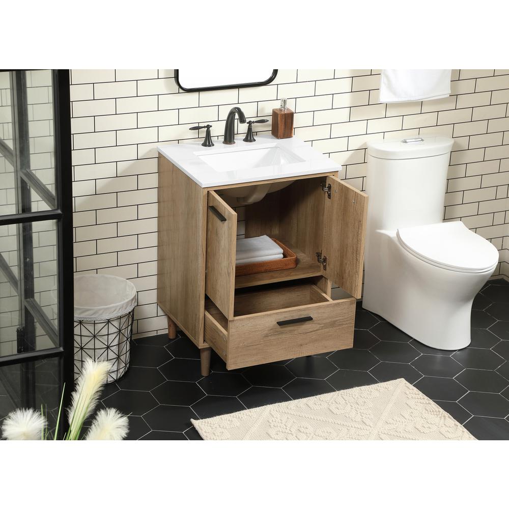 24 inch Single bathroom vanity in natural oak. Picture 3