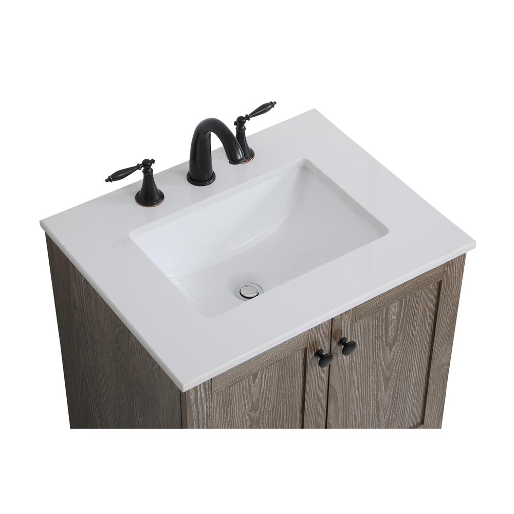 24 inch Single Bathroom Vanity in Weathered oak. Picture 9