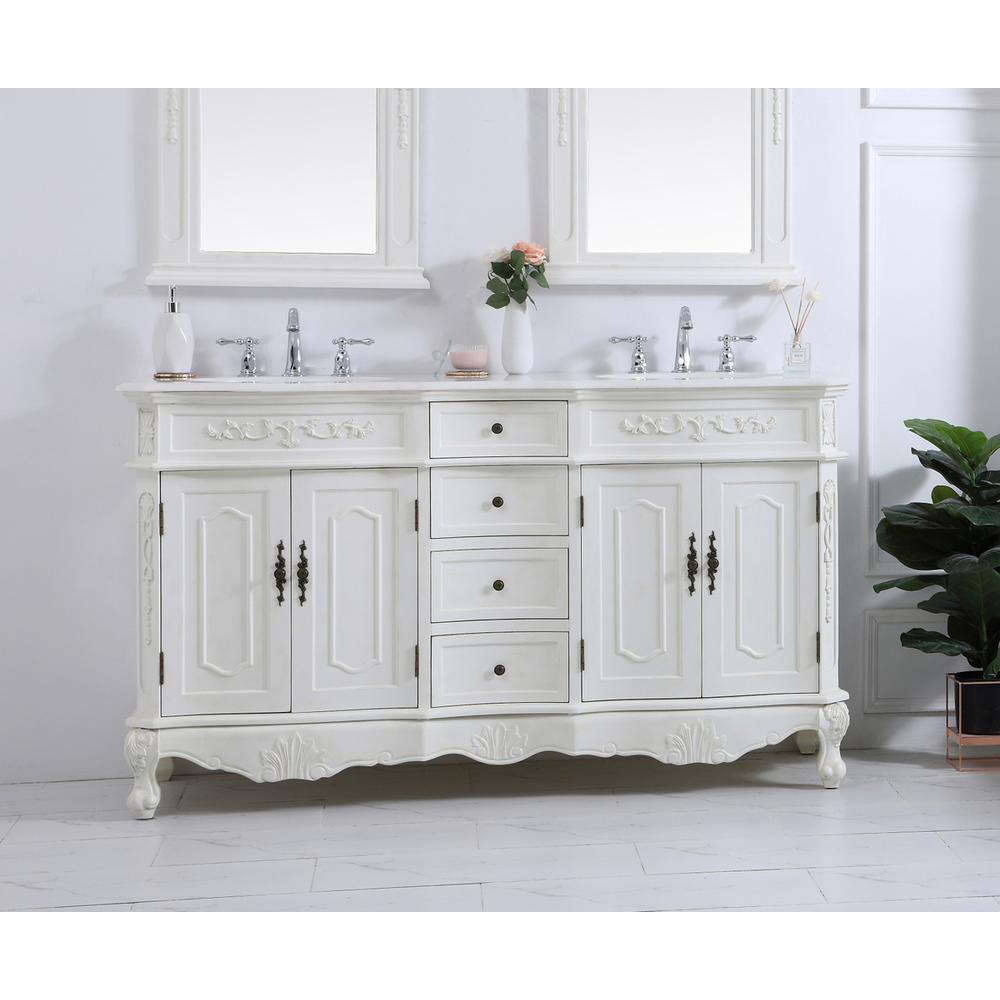60 inch Double Bathroom vanity in antique white. Picture 14