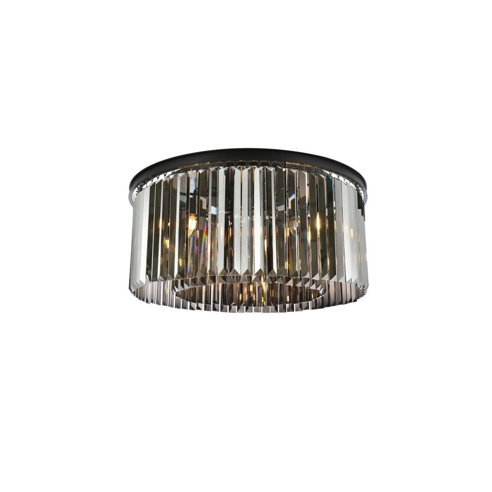 Sydney 8 light Matte Black Flush Mount Silver Shade (Grey) Royal Cut Crystal. Picture 1