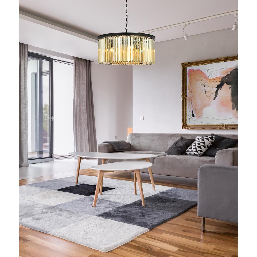 Sydney 8 light Matte Black Chandelier Golden Teak (Smoky) Royal Cut Crystal. Picture 8