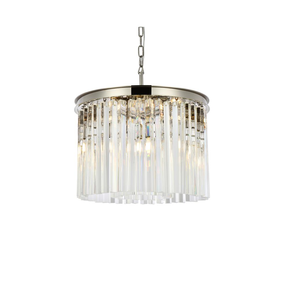 Sydney 6 light polished nickel Pendant Clear Royal Cut Crystal. Picture 2