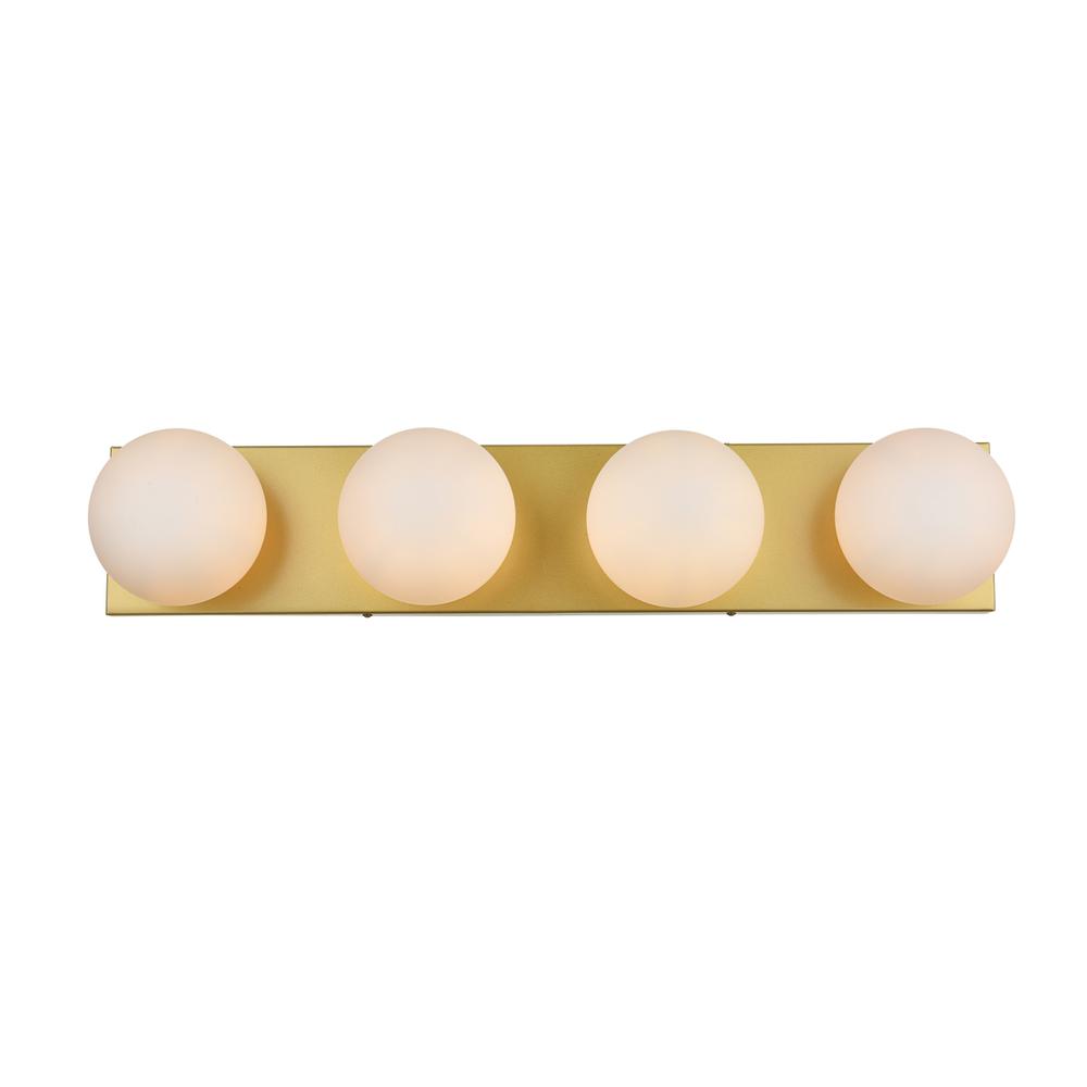 Jaylin 4 light Brass and frosted white Bath Sconce. Picture 1