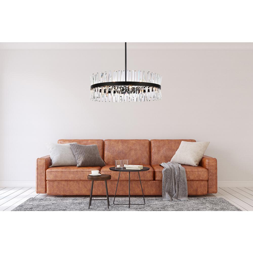 Serephina 36 inch crystal round chandelier light in black. Picture 7