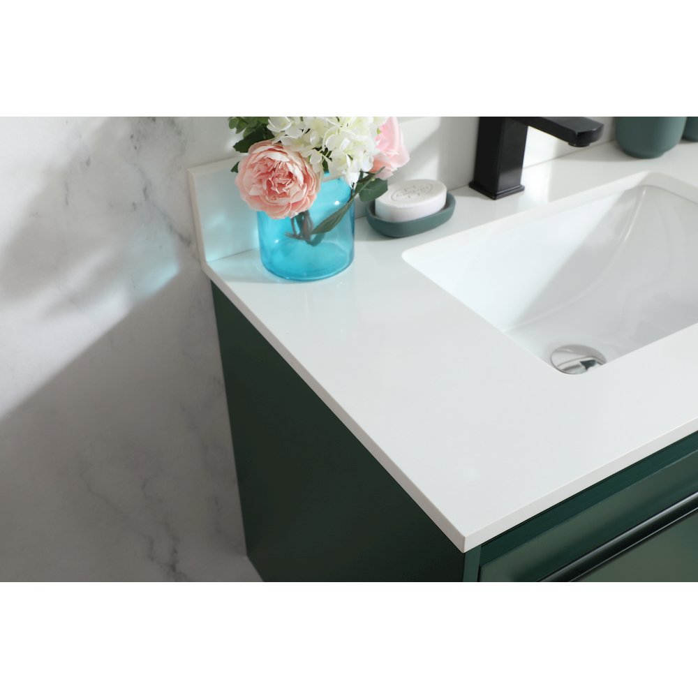 30 Inch Single Bathroom Vanity In Green With Backsplash. Picture 5