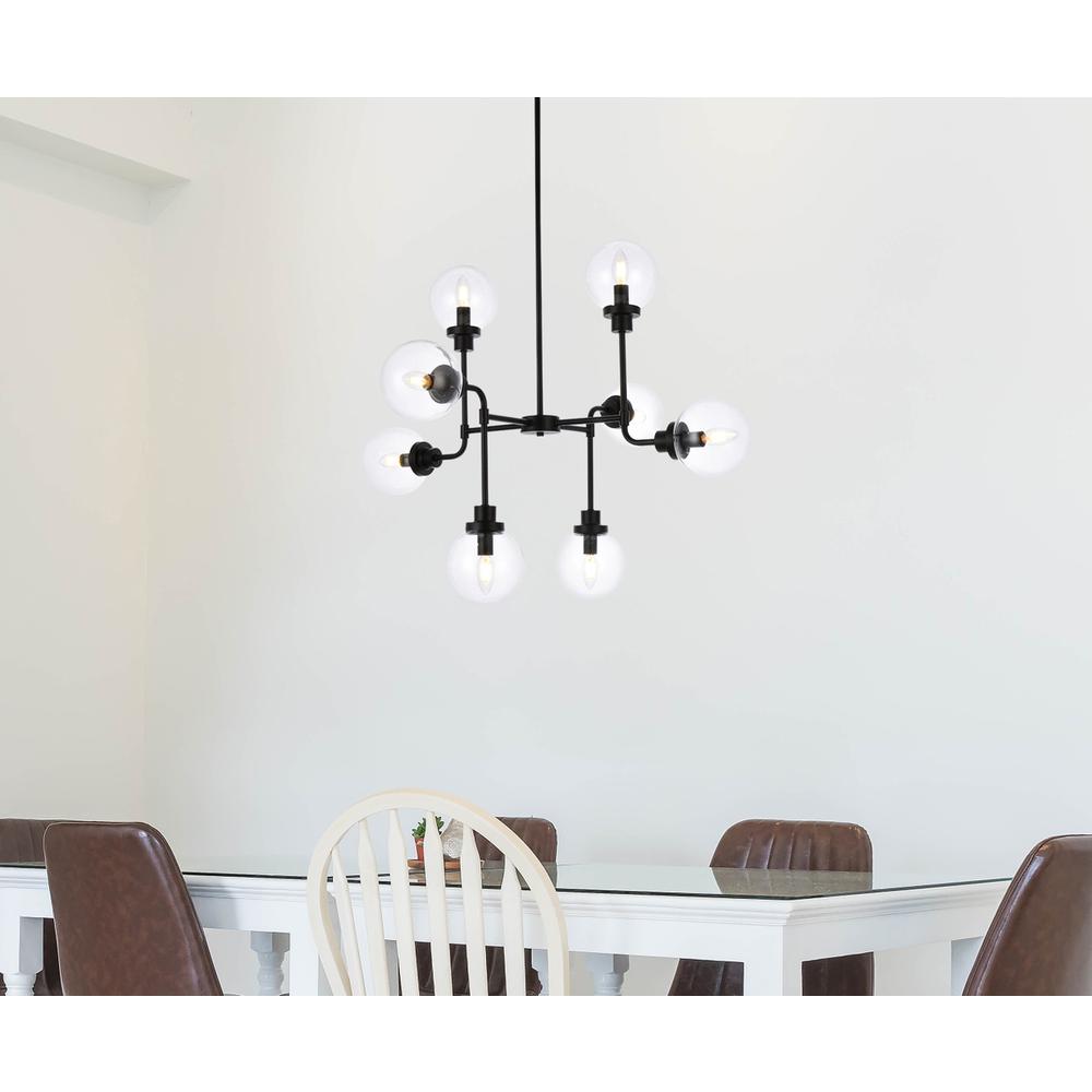 Hanson 8 lights pendant in black with clear shade. Picture 7