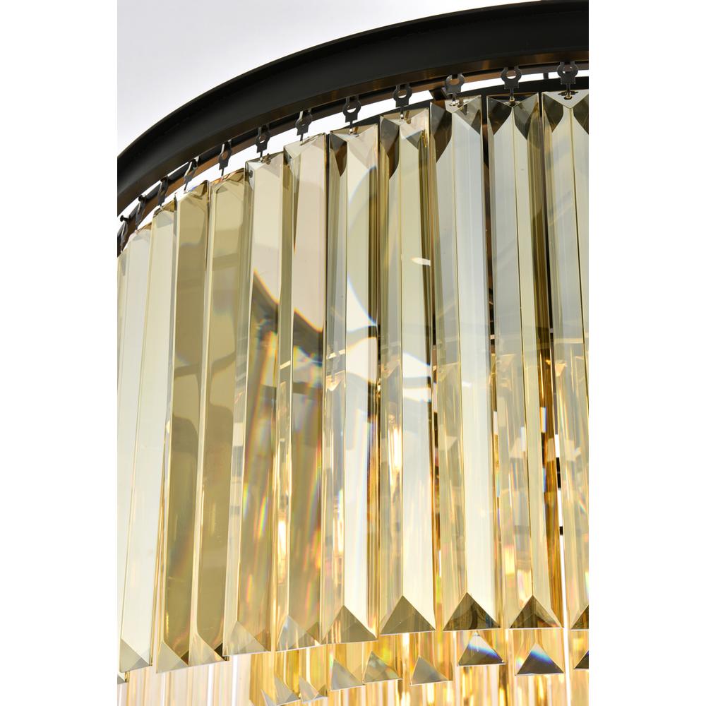 Sydney 8 light Matte Black Flush Mount Golden Teak (Smoky) Royal Cut Crystal. Picture 5