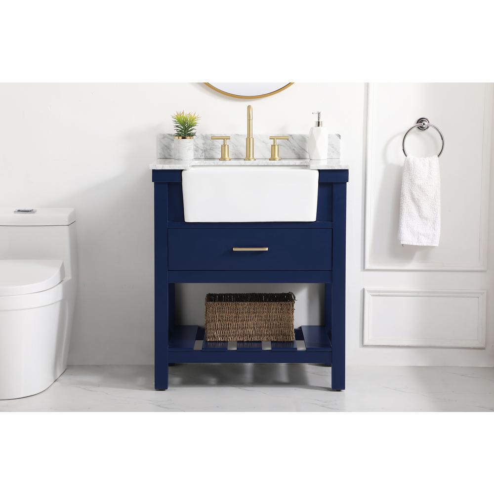 30 inch Single bathroom vanity in blue with backsplash. Picture 14