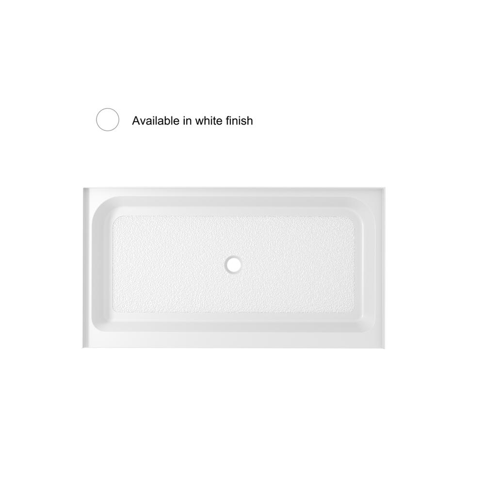 60x36 inch Single threshold shower tray center drain in glossy white. Picture 12