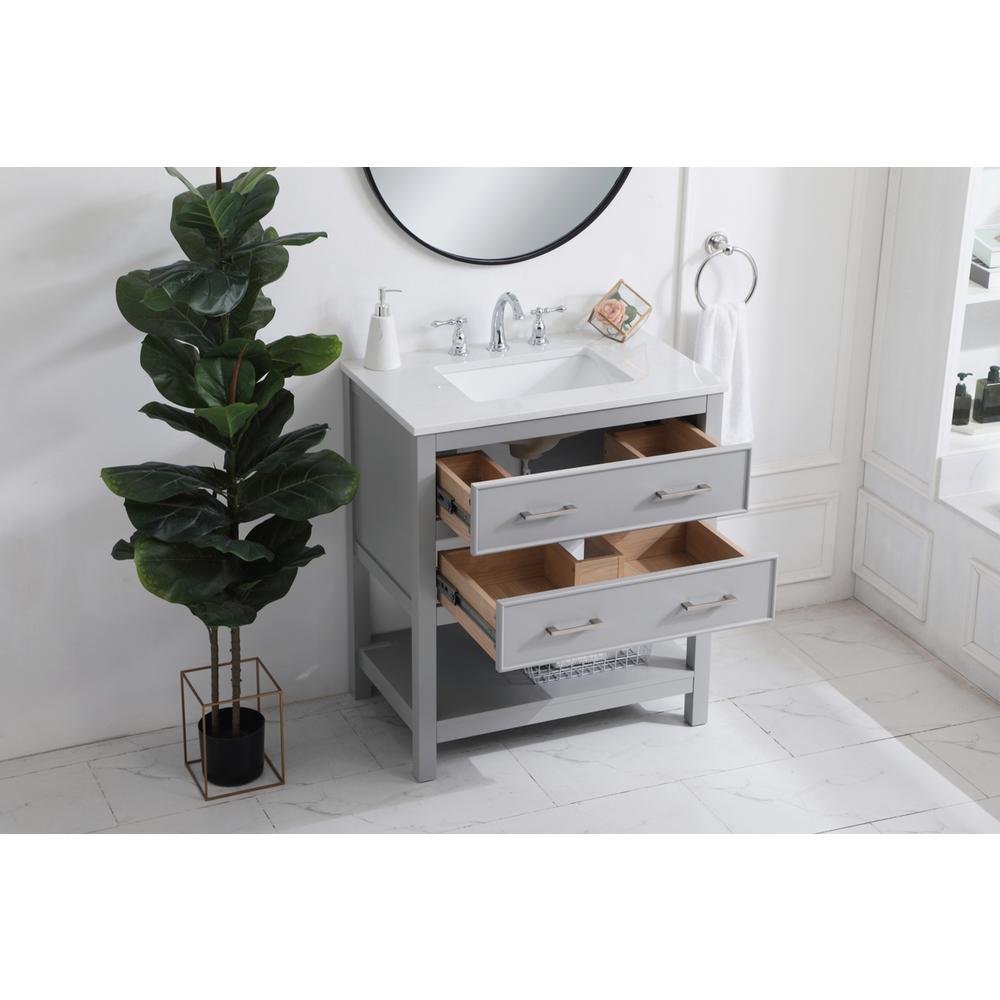 30 inch Single Bathroom Vanity in Grey. Picture 3