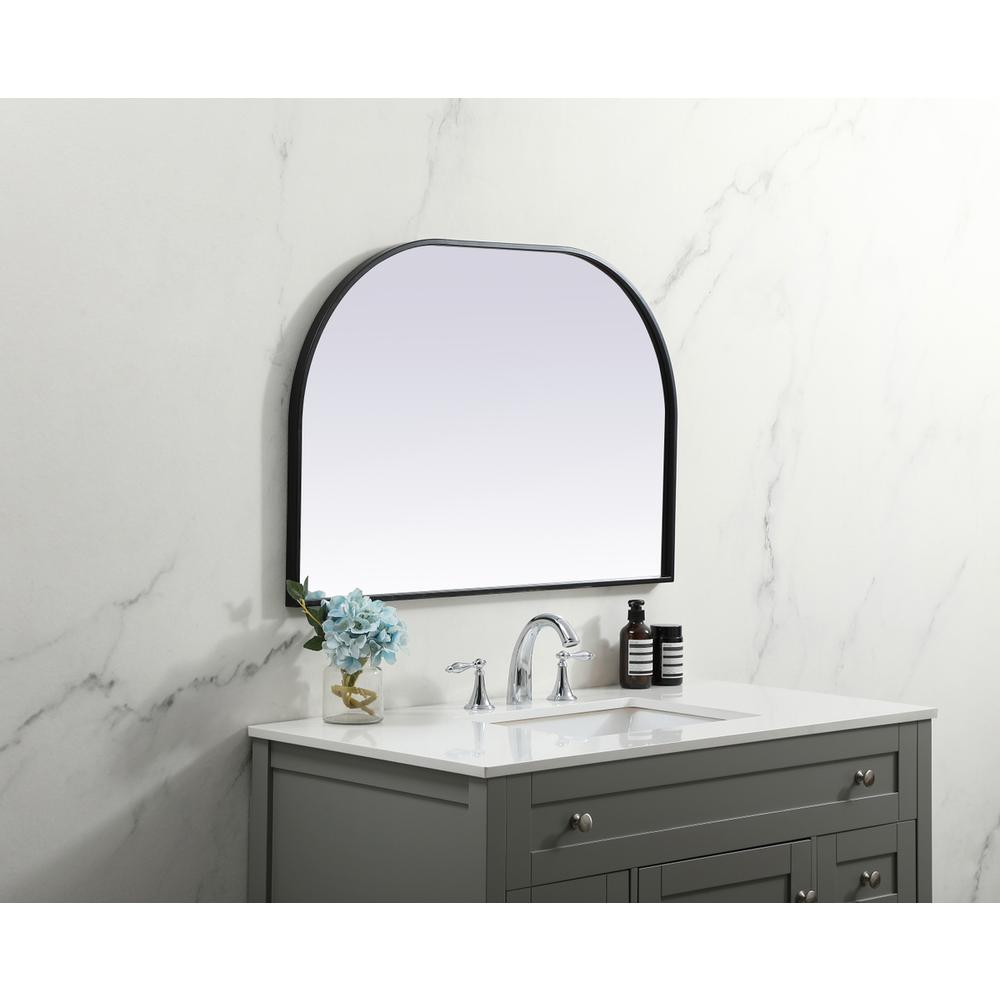 Metal Frame Arch Mirror 36x24 Inch in Black. Picture 2