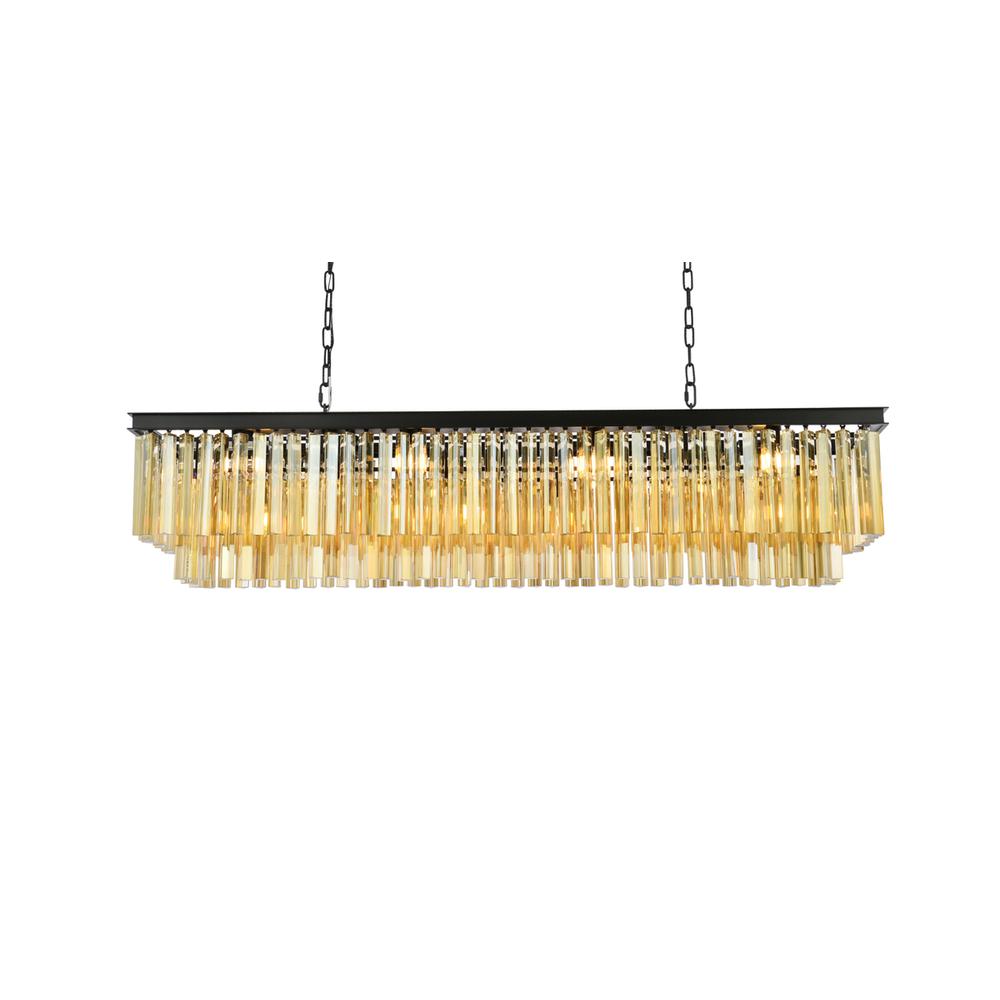 Sydney 12 light Matte Black Chandelier Golden Teak (Smoky) Royal Cut Crystal. Picture 2