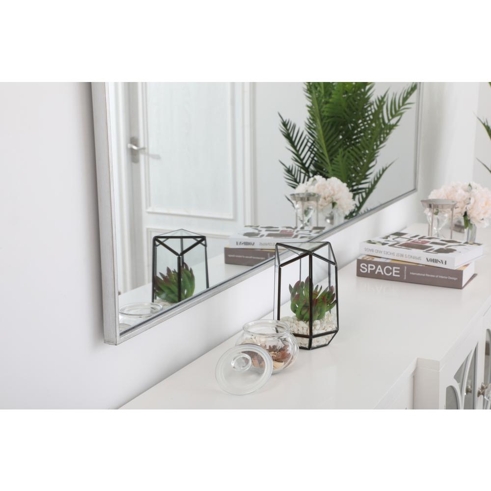 Metal frame rectangle mirror 36 inch in silver. Picture 10