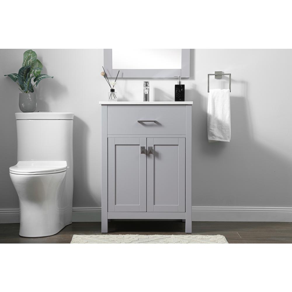 24 Inch SIngle Bathroom Vanity In Grey. Picture 14