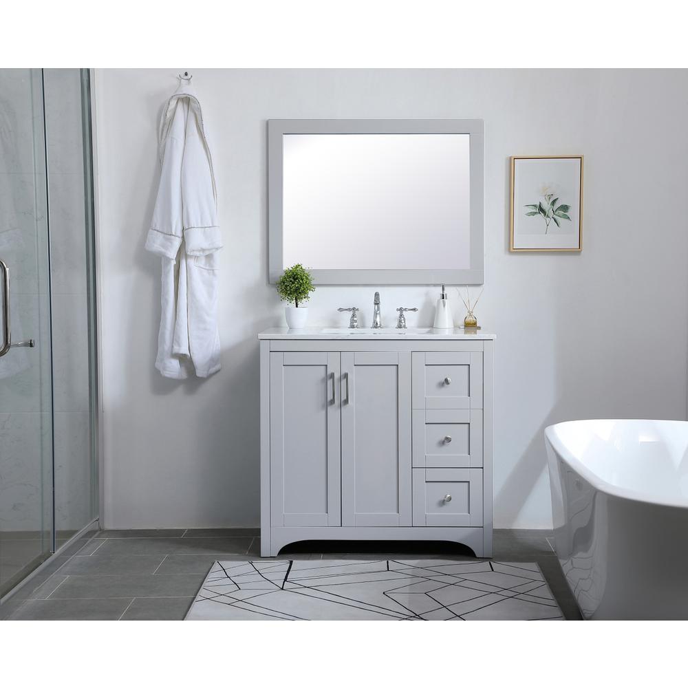 Aqua rectangle vanity mirror 24 inch in Grey. Picture 3