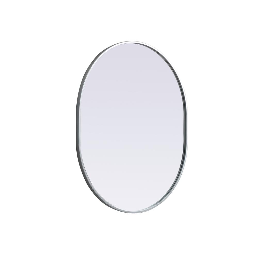 Metal Frame Oval Mirror 30x36 Inch in Silver. Picture 7